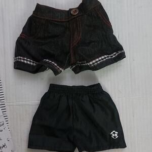 Build-A-Bear Workshop Shorts Black Gingham and Soccer Toys Gifts Christmas Dolls